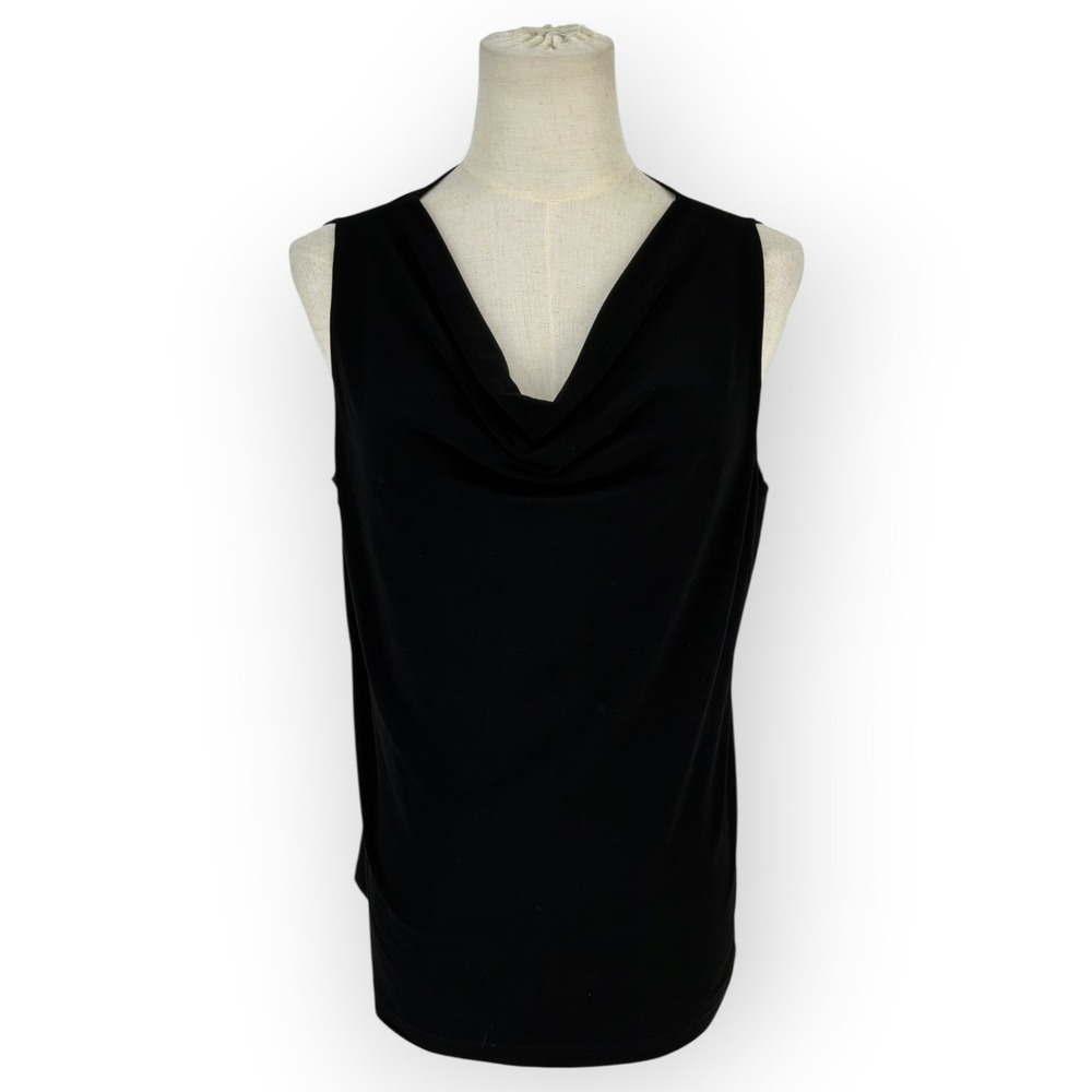 Susan Lawrence Black Cowl Neck Sleeveless Top Style 81060 Large
